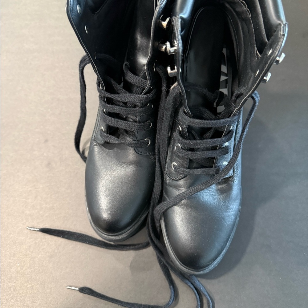 Zara Black Combat Lace-Up Boots